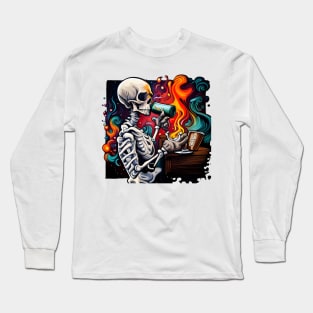 skeleton drinking Long Sleeve T-Shirt